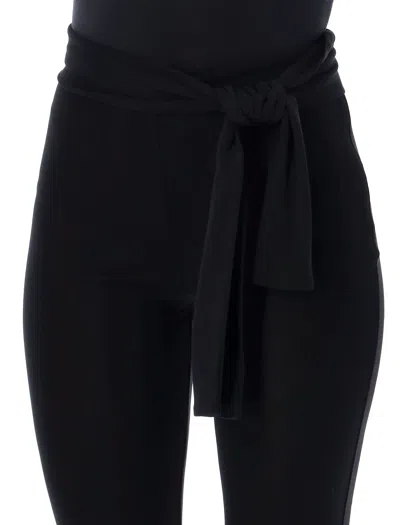 Msgm Semi-sheer Tied-waist Leggings In Black