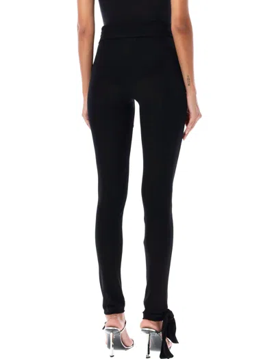 Msgm Semi-sheer Tied-waist Leggings In Black