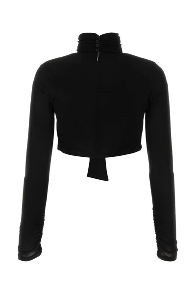 Msgm Top In Viscosa Nera Donna In Black