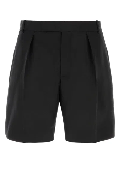 Alexander Mcqueen Men Black Wool Blend Bermuda Shorts In Black