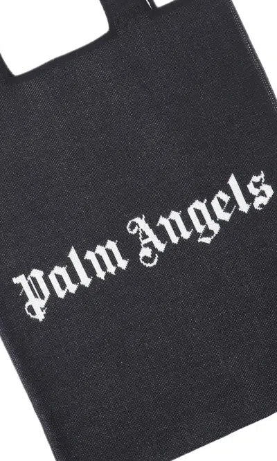 Palm Angels Black Wool Blend Shopping Bag