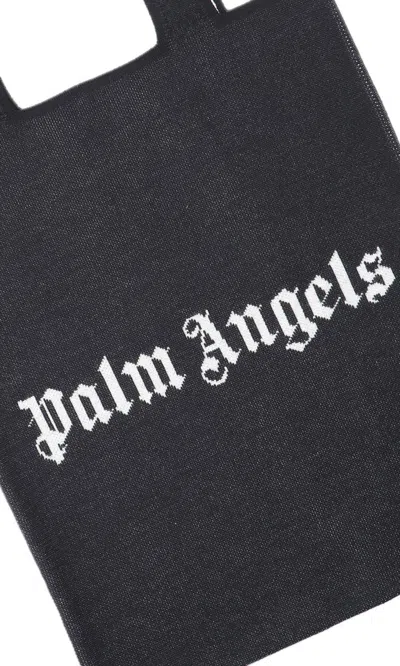 Palm Angels Black Wool Blend Shopping Bag