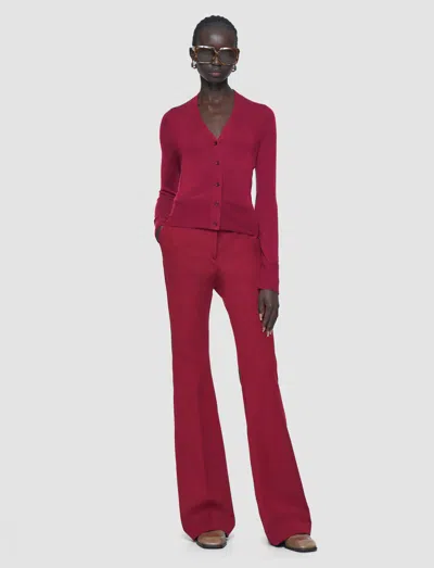 Joseph New Sahal Silk Straight Pants In Red
