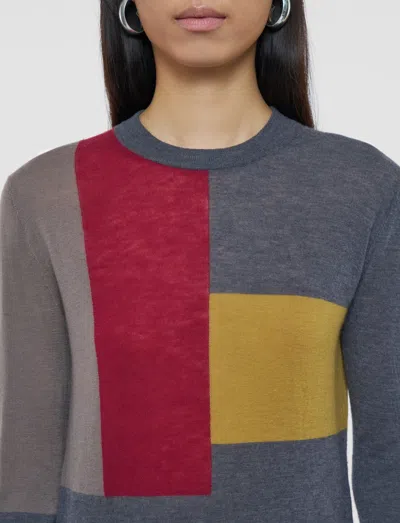 Joseph Overlay Cashair Round Neck Jumper In Gray