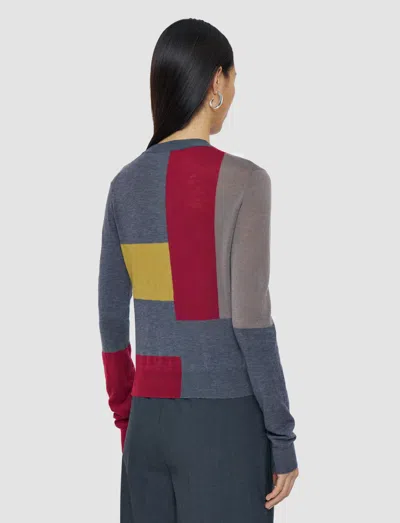 Joseph Overlay Cashair Round Neck Jumper In Gray