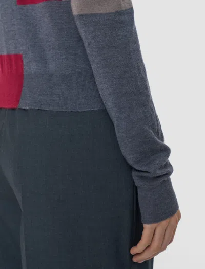 Joseph Overlay Cashair Round Neck Jumper In Gray