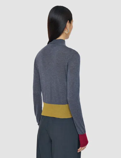Joseph Overlay Cashair Mock Neck Jumper In Gray
