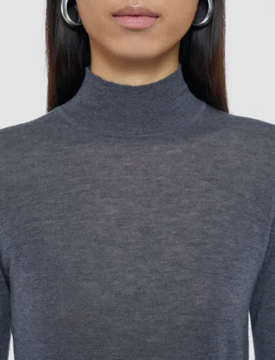 Joseph Overlay Cashair Mock Neck Jumper In Gray