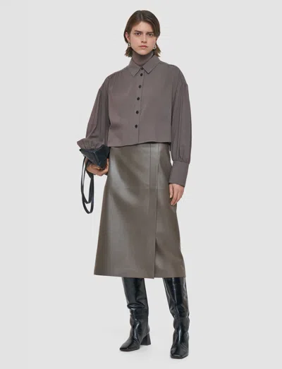 Joseph Anais Wool Voile Blouse In Brown