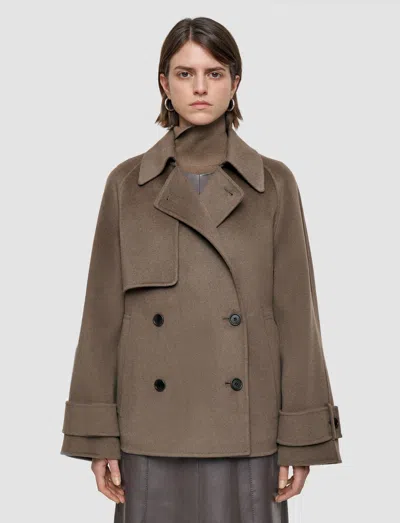 Joseph Womens Mushroom Marne Double-face Wool And Cashmere-blend Coat In Brown