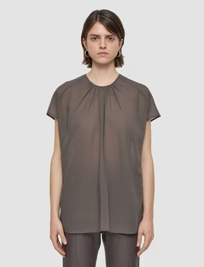 Joseph Broca Wool Voile Blouse In Brown