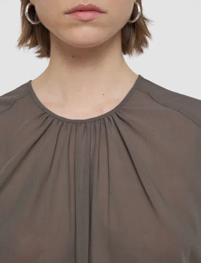 Joseph Broca Wool Voile Blouse In Brown