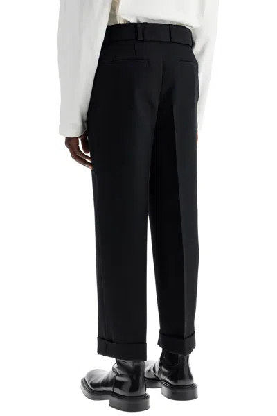 Jil Sander Men Black Wool Gabardine Belted Trousers In Black
