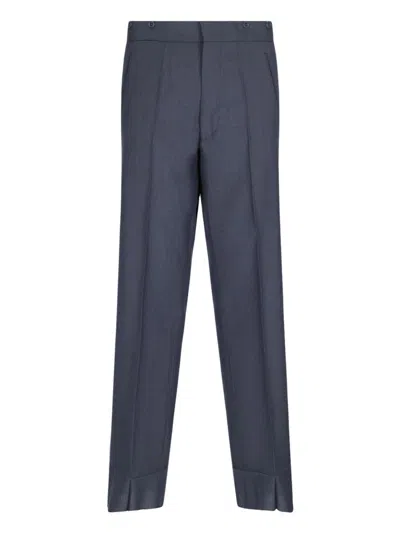 Prada Pantalone In Misto Mohair Blu Uomo In Multi