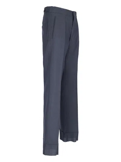 Prada Pantalone In Misto Mohair Blu Uomo In Multi