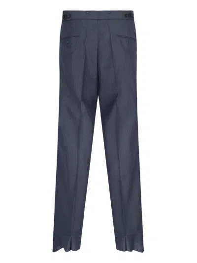 Prada Pantalone In Misto Mohair Blu Uomo In Multi