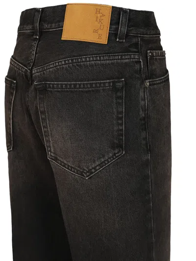 Haikure High-waisted Wide-leg Jeans With Vintage Faded Finish In Black