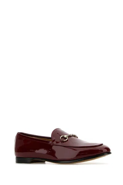 Gucci Jordan Bordeaux Loafers With Horsebit Detail In Patent Leather Woman In Red