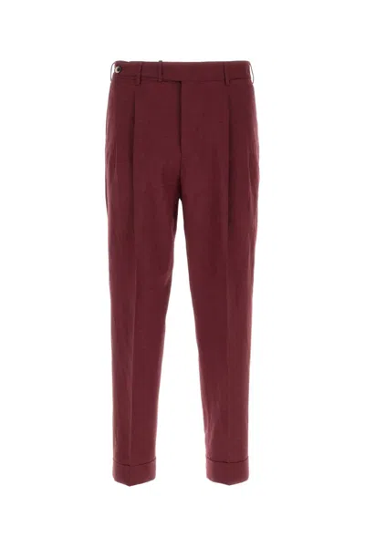 Pt Torino Turn-up Hem Tapered Trousers In Red