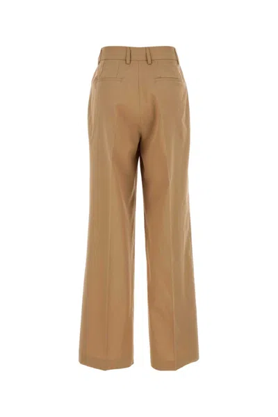 Pt Torino Pantalone Palazzo In Misto Lyocell Cammello Donna In Brown