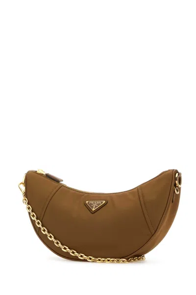 Prada Camel Re-nylon  Demi-lune Shoulder Bag