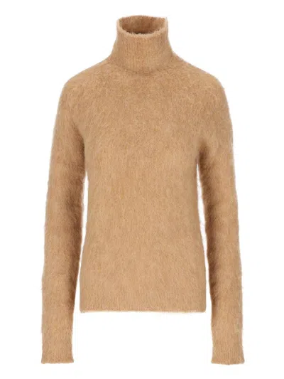 Sportmax Camel Stretch Alpaca Blend Elgar Sweater In Brown
