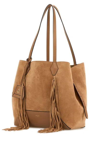 Jimmy Choo Borsa Shopping Diamond In Pelle Scamosciata Cammello  Donna