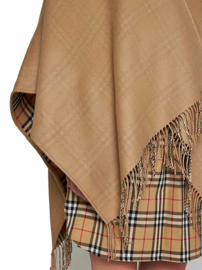 Burberry Camel Wool Cape In Neutral