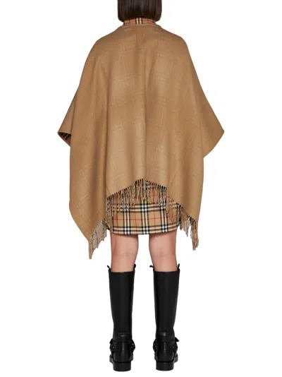 Burberry Camel Wool Cape In Neutral