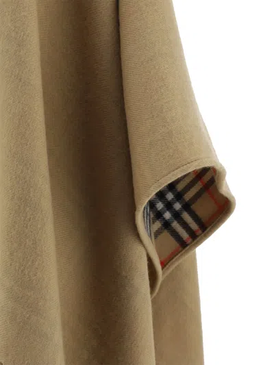 Burberry Camel Wool Cape In Neutral