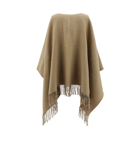 Burberry Camel Wool Cape In Neutral