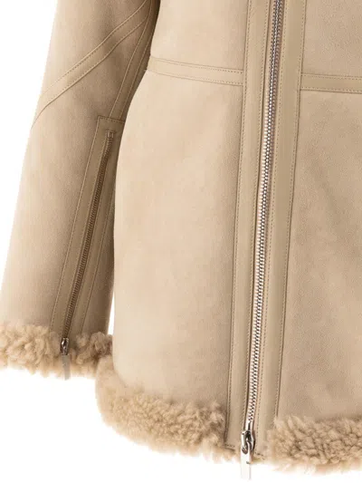 Burberry Shearling Aviator Jacket For In Neutral