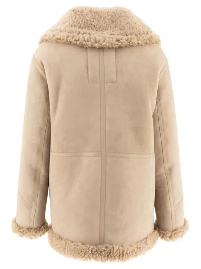 Burberry Shearling Aviator Jacket For In Neutral
