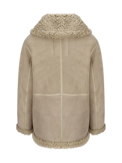 Burberry Shearling Aviator Jacket For In Neutral