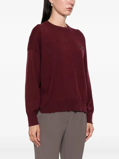 Brunello Cucinelli Crew Neck Cashmere Sweater With Embroidered Detail