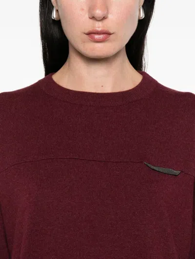 Brunello Cucinelli Crew Neck Cashmere Sweater With Embroidered Detail
