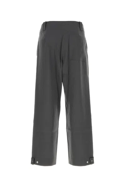 Oamc Dark Grey Wool/cotton Trousers With Zip Detail In Gray
