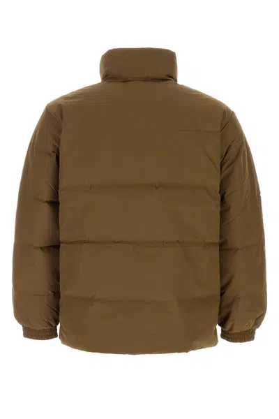 Carhartt Quilted High Collar Jacket With Front Pockets In Brown