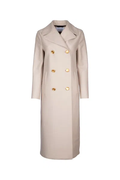 Harris Wharf London Women Double-breasted Military Coat With Back Vent In Neutral