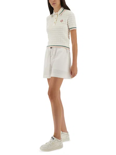 Casablanca Textured Cotton Polo Shirt With Contrast Collar
