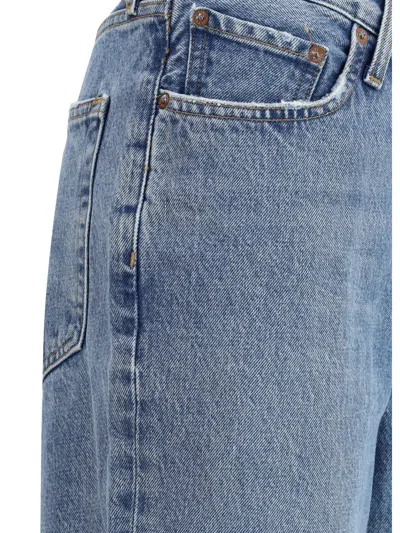 Agolde Franka Pleated High-rise Wide-leg Jeans In Blue