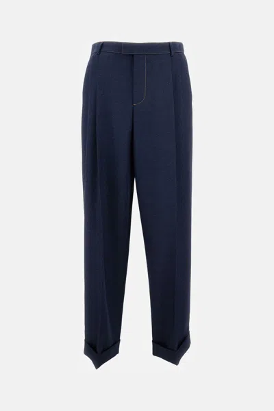Bottega Veneta Tailored Long Trousers With Side Pockets And Zip Fastening In Blue