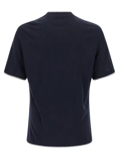Brunello Cucinelli Double Layer T-shirt In Blue