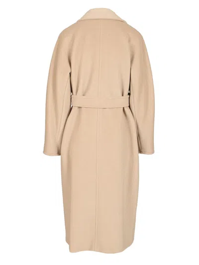 Max Mara Double-breasted Coat With Belt Coats Beige In Neutral