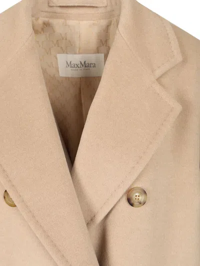 Max Mara Double-breasted Coat With Belt Coats Beige In Neutral