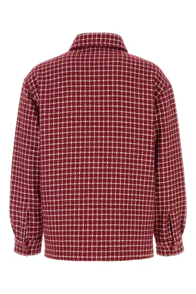 Amiri Red Embroidered Boucle Jacket In Burgundy