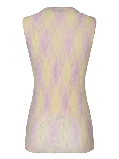 Burberry Sleeveless Textured Top With Diamond Pattern In Multi