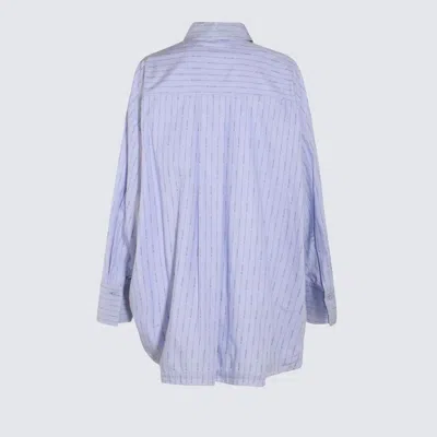 Attico Striped Drawstring-hem Asymmetric Shirt In Blue
