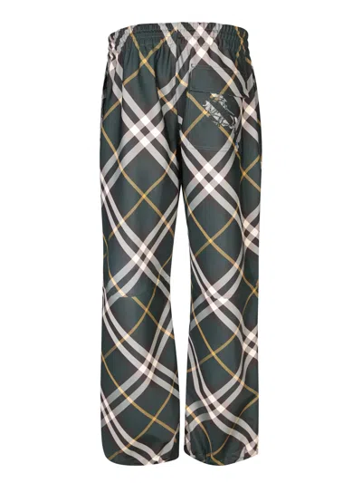 Burberry Khaki Check Track Pants In Green
