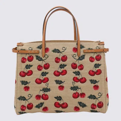 Valentino Antibes Small Cherryfic Leather-trim Tote